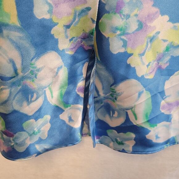 Delicates Floral Satin Mini Slip Dress Coquette Bows Lingerie Romantic Size L - Picture 5 of 9